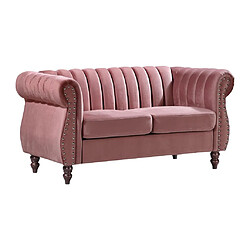 Avis Vente-Unique Canapé chesterfield 2 places en velours vieux rose TRUMBO