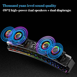 Universal SH39 Ordinateur Audio Ordinateur de bureau Ordinateur portable Jeu multimédia long Haut-parleur Bluetooth Jeu Subwoofer 7 Couleur Lumière LED/FM |(Le noir) pas cher