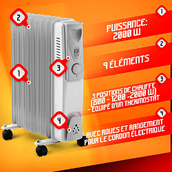 Radiateur bain d huile 2000W 9 élements Warm Tech