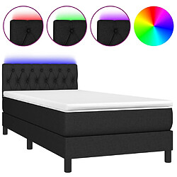 vidaXL Sommier à lattes de lit avec matelas LED Noir 100x200 cm Tissu