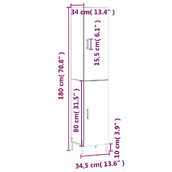 vidaXL Buffet haut Gris béton 34,5x34x180 cm Bois d'ingénierie pas cher