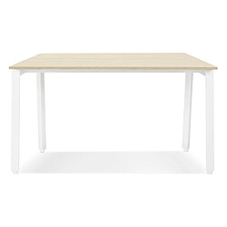 Avis Alterego Table de réunion / bureau bench 'AMADEUS SQUARE' en bois finition naturelle et métal blanc - 140x140 cm