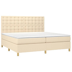 Avis Maison Chic Lit adulte- Lit + matelas,Sommier à lattes de lit et matelas et LED Crème 200x200cm Tissu -GKD13964