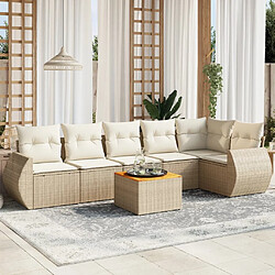 vidaXL Salon de jardin avec coussins 7 pcs beige résine tressée 