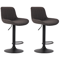 Non Lot de 2 tabourets de bar Lentini tissu noir 