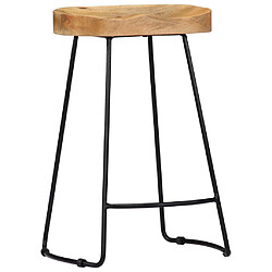 Helloshop26 Lot de deux tabourets de bar design chaise siège bois de manguier massif 1202102