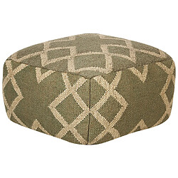 Beliani Pouf en jute vert et beige 50 x 50 cm GOPI 