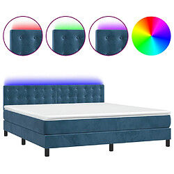 vidaXL Sommier à lattes de lit matelas et LED Bleu foncé 180x200 cm