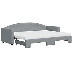 Maison Chic Lit d'appoint avec gigogne et matelas | Lit de jour | Lit de repos gris clair 80x200 cm tissu -GKD85005