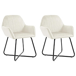 vidaXL Chaises à manger lot de 2 Crème Velours