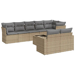 vidaXL Salon de jardin avec coussins 9 pcs beige résine tressée