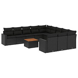 Maison Chic Salon de jardin 12 pcs avec coussins, Ensemble Tables et chaises d'extérieur noir résine tressée -GKD507662