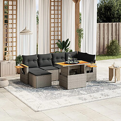 vidaXL Salon de jardin avec coussins 7 pcs gris résine tressée 