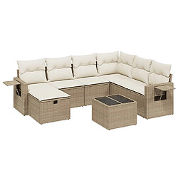 vidaXL Salon de jardin avec coussins 8 pcs beige résine tressée