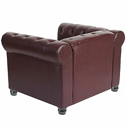 Mendler Fauteuil de luxe Chesterfield, fauteuil relax, similicuir ~ pieds ronds, brun rouge