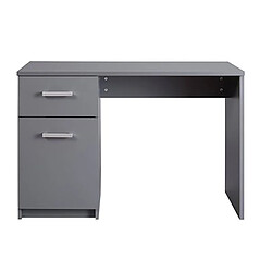 Pegane Bureau 1 porte + 1 tiroir coloris gris graphite - Longueur 115 x hauteur 76 x Profondeur 55 cm 