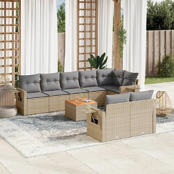 vidaXL Salon de jardin avec coussins 9pcs mélange beige résine tressée 