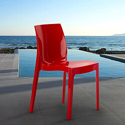 Chaise Salle à Manger bar Ice Grand Soleil en polypropylène empilable, Couleur: Rouge