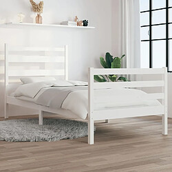 Maison Chic Lit Moderne Chambre - Cadre/structure de lit pour adulte Bois de pin massif 100x200 cm Blanc -MN33115