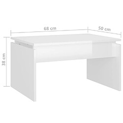 vidaXL Table basse blanc brillant 68x50x38 cm bois d'ingénierie pas cher