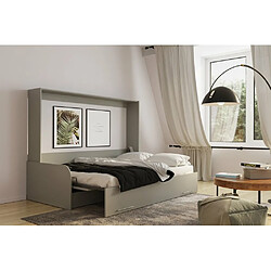 Avis Inside 75 Armoire lit escamotable VERTIGO SOFA accoudoirs gris canapé tissu gris 160*200 cm