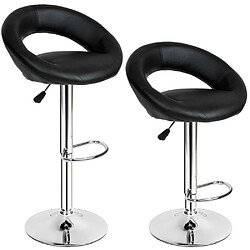 Helloshop26 Lot de 2 tabourets de bar hauteur réglable design moderne noir 1208005 