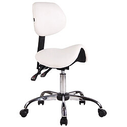 Decoshop26 Tabouret de travail avec assise en forme de selle cheval ajustable et pivotant blanc TABO10073/2