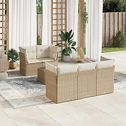 vidaXL Salon de jardin avec coussins 6 pcs beige résine tressée 