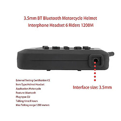 Acheter Universal 1 PCS 3,5 mm BT Bluetooth Motorcycle Casque Interphone Headset 6 Riders 1200m