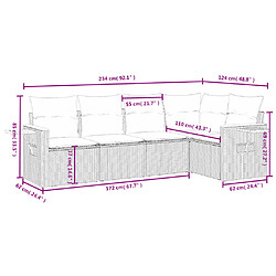 Avis vidaXL Salon de jardin avec coussins 5 pcs beige résine tressée