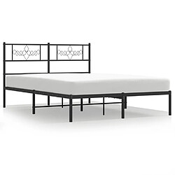 Maison Chic Lit adulte - Cadre de lit métal avec tête de lit,Structure du lit Contemporain pour chambre noir 135x190 cm -MN27512