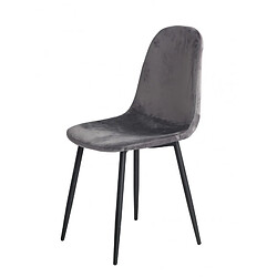 Meubletmoi Lot de 2 chaises en velours gris foncé et pieds métal noir - BIBA