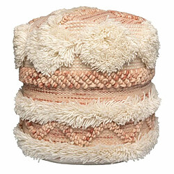 Paris Prix Pouf Bohème Fait à la Main Bohist 35cm Rose & Crème