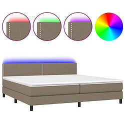 vidaXL Sommier à lattes de lit et matelas et LED Taupe 200x200cm Tissu