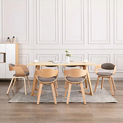 vidaXL Chaises à manger lot de 6 bois courbé et tissu taupe