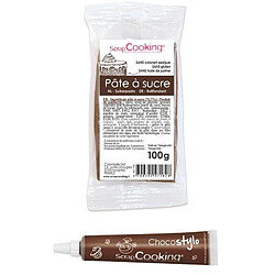 Scrapcooking Stylo chocolat + Pâte à sucre marron 100 g 