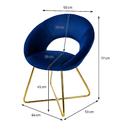 Acheter ML-Design Chaise de salle à manger en velours avec dossier rond bleu pieds en métal doré