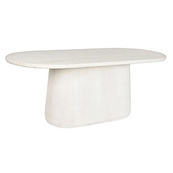 Pegane Table à manger, table de repas rectangulaire en bois de manguier coloris blanc - longueur 200 x profondeur 100 x Hauteur 75 cm