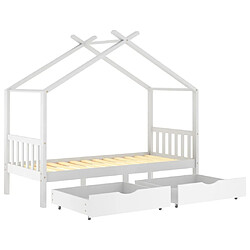 Maison Chic Lit d'Enfant Chambre - Cadre de lit pour enfant avec tiroirs blanc pin massif 90x200 cm -MN99842 pas cher