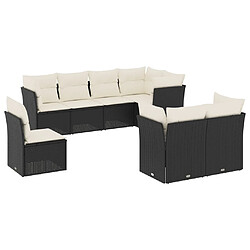 vidaXL Salon de jardin 8 pcs avec coussins noir résine tressée