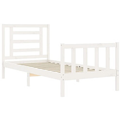 Maison Chic Cadre/structure de lit avec tête de lit pour adulte - Lit Moderne Chambre blanc simple bois massif -MN21483 pas cher