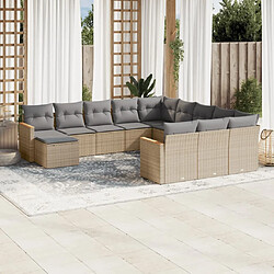 Maison Chic Salon de jardin avec coussins 12 pcs | Ensemble de Table et chaises | Mobilier d'Extérieur beige résine tressée -GKD87350