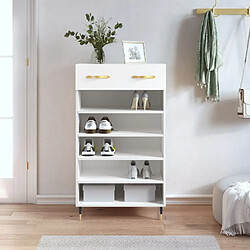 Maison Chic Armoire à Chaussures,Meuble de Rangement à Chaussures blanc 60x35x105 cm bois d'ingénierie -MN10966