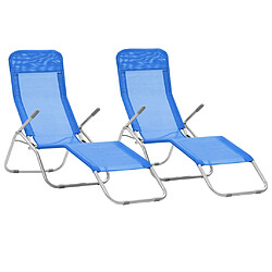 vidaXL Chaises longues pliables lot de 2 Textilène Bleu 