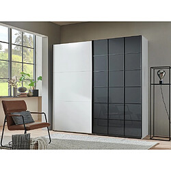 Inside 75 Armoire coulissante ELYSIA 200cm blanc verre gris