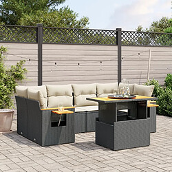 Maison Chic Ensemble Tables et chaises d'extérieur 7pcs avec coussins,Salon de jardin noir résine tressée -GKD265082