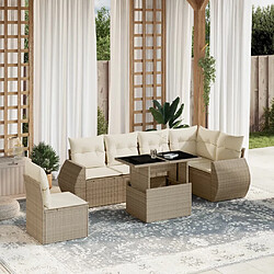 vidaXL Salon de jardin avec coussins 7 pcs beige résine tressée 