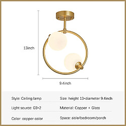 Universal Lumière d'allée de 24 cm, lumière d'allée en cuivre de 220V, lumière supérieure de couloir, lampe à balcon moderne, simple et créative, G9 sans source de lumière