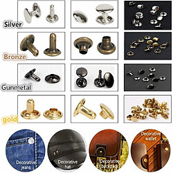 Elixir Rivets en Cuir Ensemble 3 Tailles Double Rivet Goujons Tubulaires en Métal avec 3 Pièces Outil de Fixation et Punch Pince pour Artisanat en Cuir DIY Rivets 4 Couleurs (480pcs)