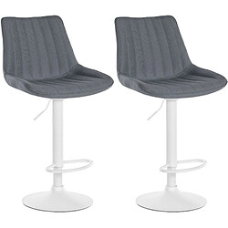 Non Lot de 2 tabourets de bar Toni tissu blanc